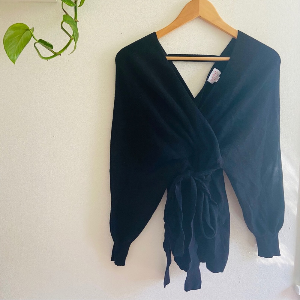 Reserved Black Maternity Sweater with Tie & cross